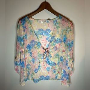 Vintage Victoria’s Secret | Multi-Colored Pastel Floral Tie Front Pj Top